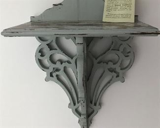 British Traditions Ltd. wall shelf with distressed blue paint finish.