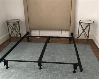 Custom queen headboard with nailhead detail.