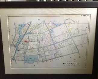 Antique framed map of the Borough of Glen Ridge.