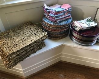 Assorted placemats and napkins.