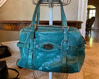 Rare Gucci 85th Anniversary Limited Edition Boston Bag in a teal embossed leather.