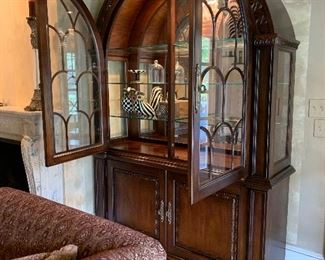 Bernhardt curved top lighted cabinet 