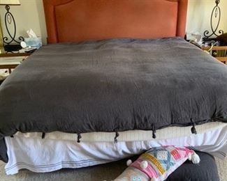 King size bed frame and Custom Upholstered Headboard 
