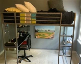 Lofted bed with workspace bellow