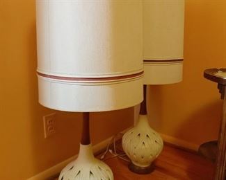 mid century ceramic lamps with drum shades