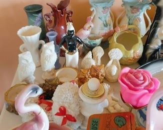 mid century glassware, chalk ware, ceramics and more!