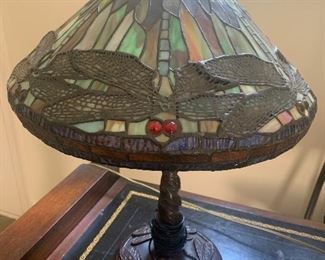 Tiffany-style stained glass lamp (non-working, needs repair)