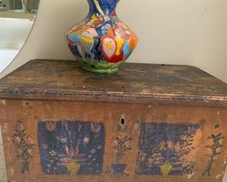 Old world style handpainted antique trunk 