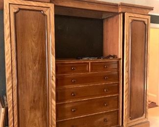 oversized wardrobe unit (breaks down into three sections) measures 68" t x 105" w x 26" d. 