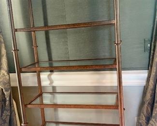 Brass etagere  with copper top