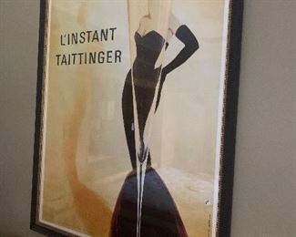 Large framed print "L'INSTANT TAITTINGER" 57.5 " wide x 79" tall