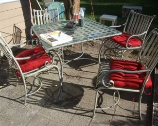 Iron patio table with 4 chairs