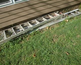 Folding step ladder and extension ladder