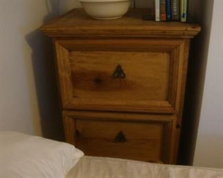 Small, tall pine chest with 3 drawers