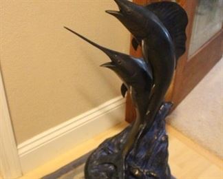 Bronze Heavy Swordfish Sculpture signed