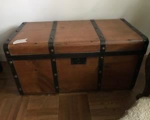 Small antique wallpaper lined chest