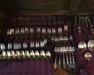 view of sterling flatware part of set