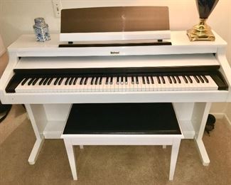 Roland digital piano, Model Number is 
KR-577 Digital Intelligent piano.  The tag lists the model as ”KR577PW.  The serial number is Z091229. 
