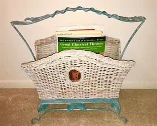 Wicker & metal magazine rack