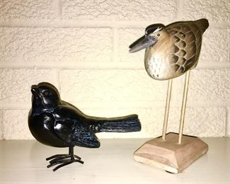 Carved wooden birds