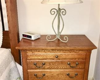 Thomasville nightstand, wrought iron lamp