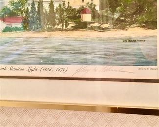 Signed lighthouse artwork