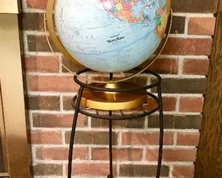 World globe, metal plant stand