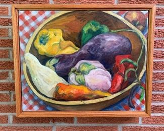 Hand painted fruit in frame