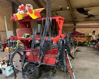 Tack shelf, harnesses, Santabear and Miss Bear w/Airplane (very very dusty!)