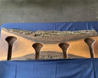 One of a kind -  raw edge canoe paddle rack