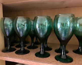 Green wine glasses