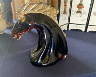 Glass horse sculpture