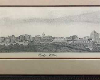 Twin Cities skyline framed art