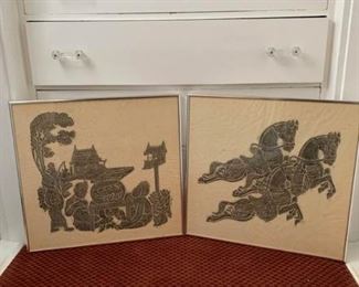 Pair of Charcoal Rubbings from Thailand