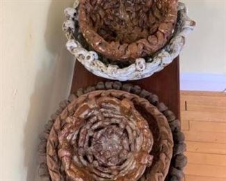 Handmade Ceramic Woven Basket Bowls