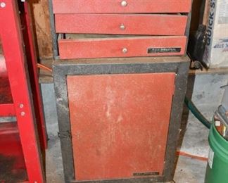 2 tool boxes and work bench as one lot