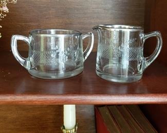 Silver Rim Cut Crystal sugar and creamer