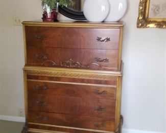 Antique ornate chest on chest