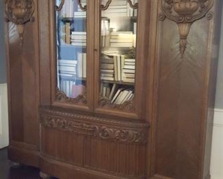 Large Ornate bookcase with two glass doors - Very nice