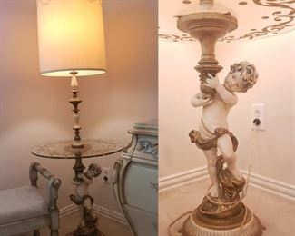 vintage Cherub lamp table