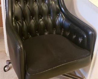 mid century tufted leather chair