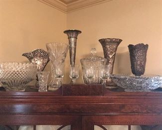 Cut glass and Victorian silver plate