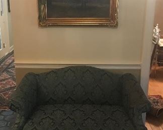 Beautiful chippendale style loveseat and amazing pairing by Memphis artist Paul Stottis, 1939