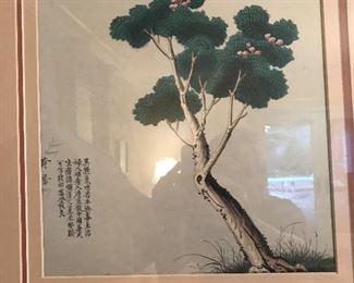 Signed Japanese silk paintings.  Pair