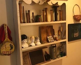 Amazing collection of folk art items!
Antique plate rack.
