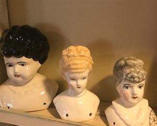 Victorian ceramic doll heads