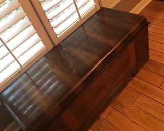 The most pristine Art Deco cedar chest in flamed mahogany you will ever see!