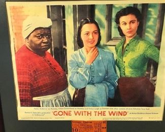 Original Gone with the Wind lobby card and single ticket!