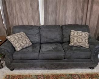 GRAY SUEDE SOFA & CHAIR