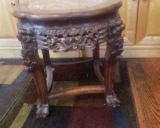 Vintage craved marble top side table